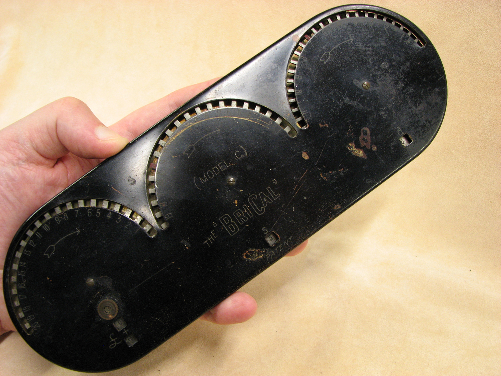 Rare Model C BriCal money calculating machine in case, circa 1910